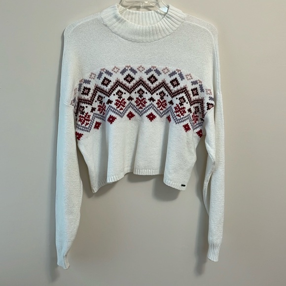 Hollister sweater top women’s medium white aztec print soft cotton blend pullon - Picture 1 of 10